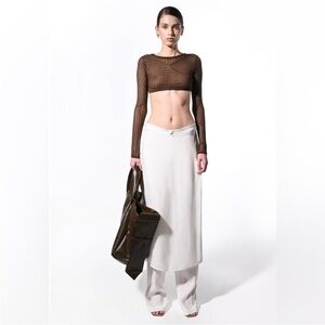 NWT Materiel Tbilisi Sz 10 Skirt Overlay Pants In White Cupro Flowy Wide Leg